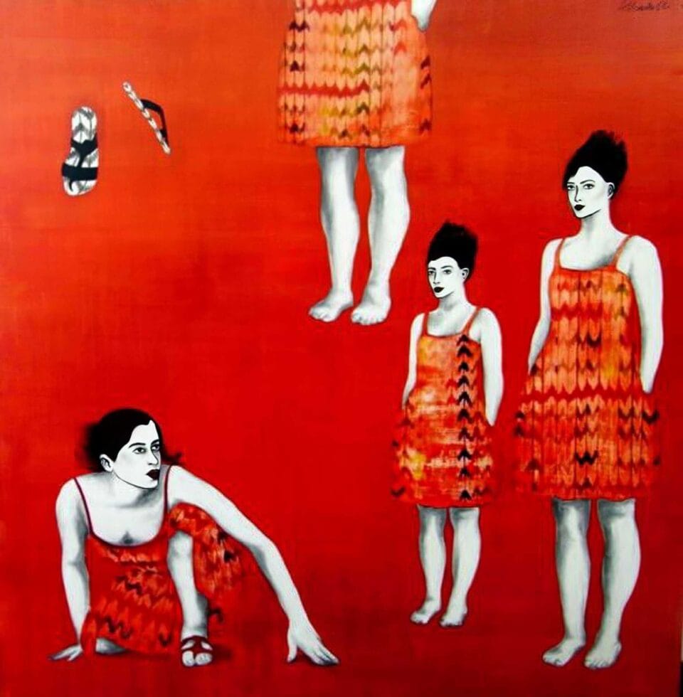 Des souliers qui volent et des femmes qui rêvent, 180x180 cm, 2013