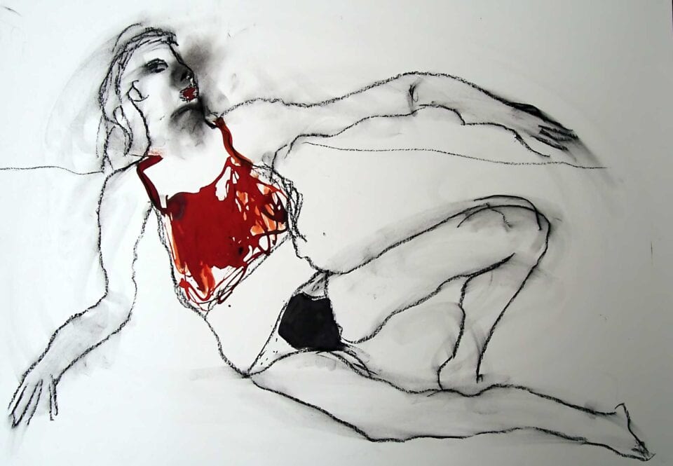 Femmes au tee shirt rouge, 65x50 cm, 2006