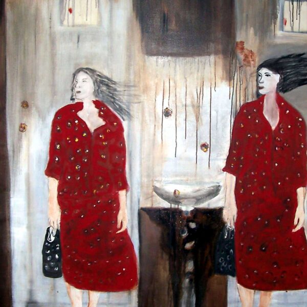Les 2 femmes à la porte, 162x130 cm, 2005