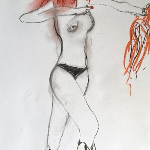 Femme aux bottes, 2022, Pastel sur papier, 42x29,7 cm
