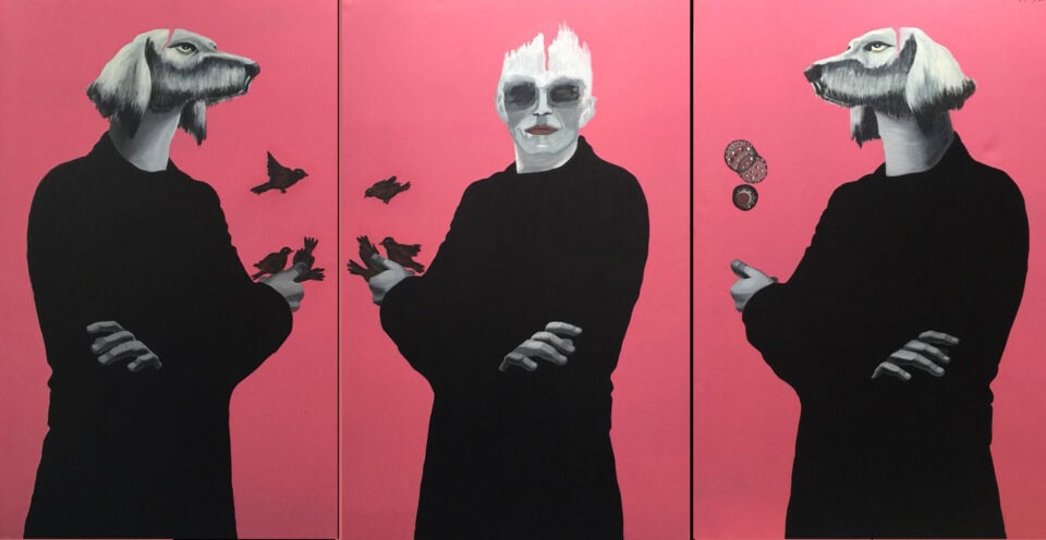 Les chiens roses, 195x390 cm, 2014