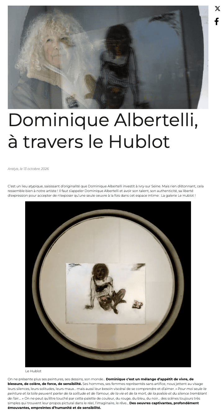 Araya octobre 2026 Dominique Albertelli, à travers le Hublot